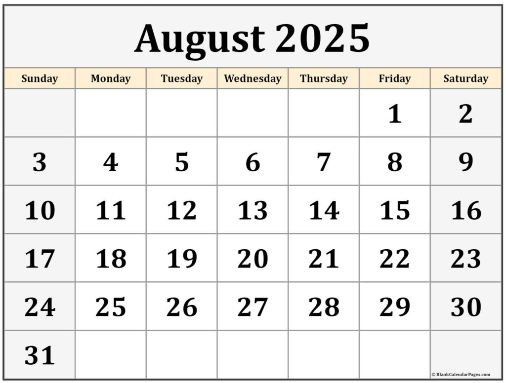 August 2025 Calendar Special Days And Observances Calendar 2025 