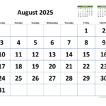 August 2025 Calendar With Extra large Dates WikiDates