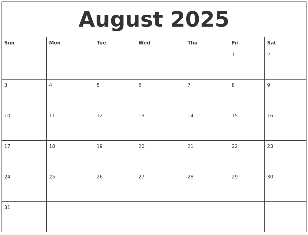 August 2025 Printable Calendar A Comprehensive Guide Calendar 