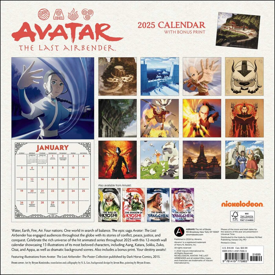 Avatar The Last Airbender 2025 Collector s Edition Wall Calendar With 