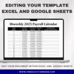 Biweekly Payroll Calendar 2025 MS Editable Word Excel Pay Period Start