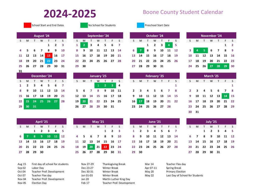 Boone County Schools Calendar 2024 2025 Holidays PDF