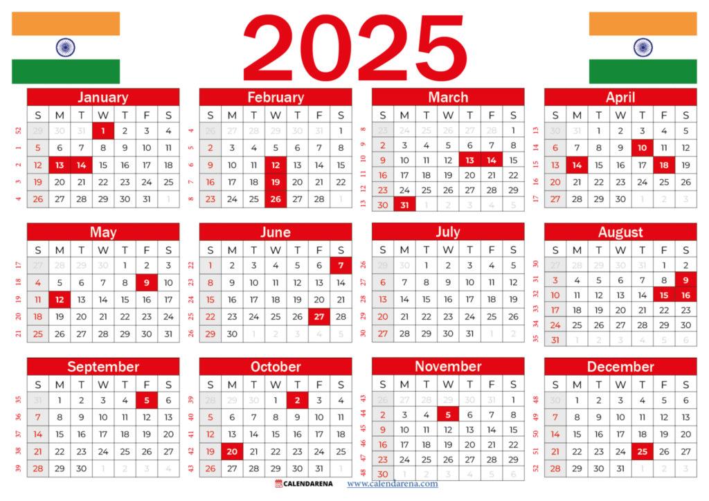 Calendar 2025 India With Holidays And Festivals