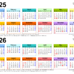 Calendar For 2025 And 2026 Calendar 2025 June July August