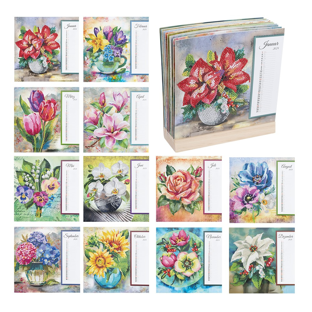 Diamond Painting Kalender Blumen F r 2024 2025 Inkl Zubeh r