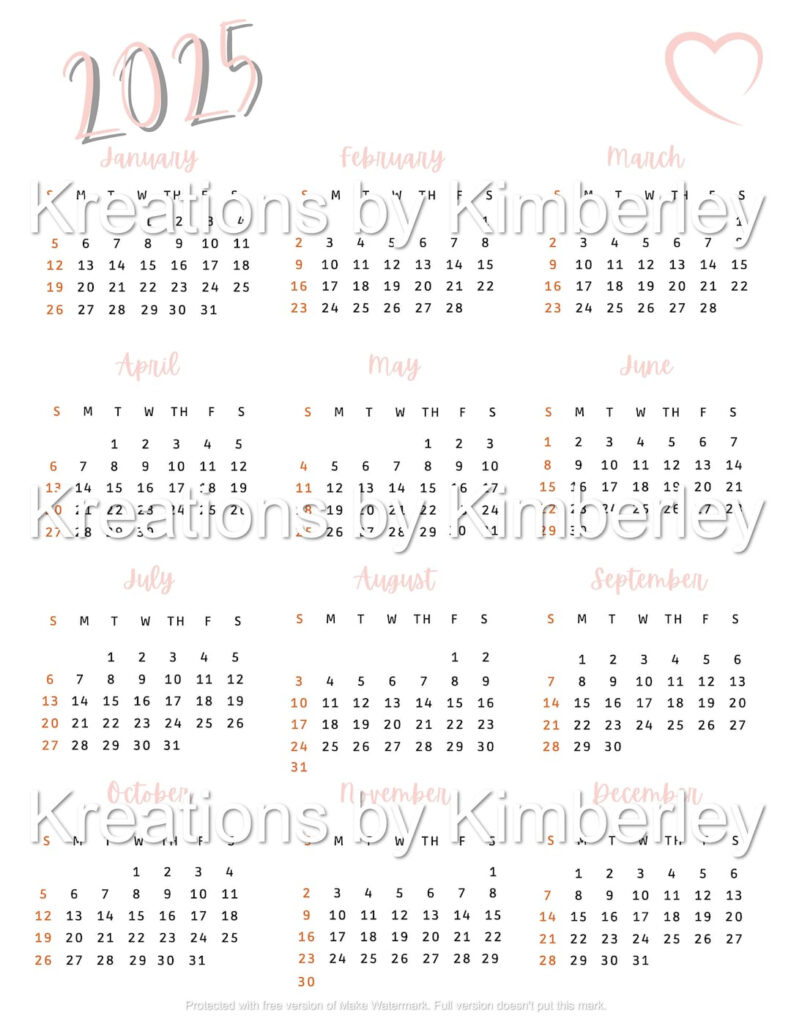 Editable 2025 Calendar 1 page Template 2025 Calendar Canva Editable 