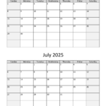 Editable Calendar July 2025 To June 2025 Printable Nadya Valaria