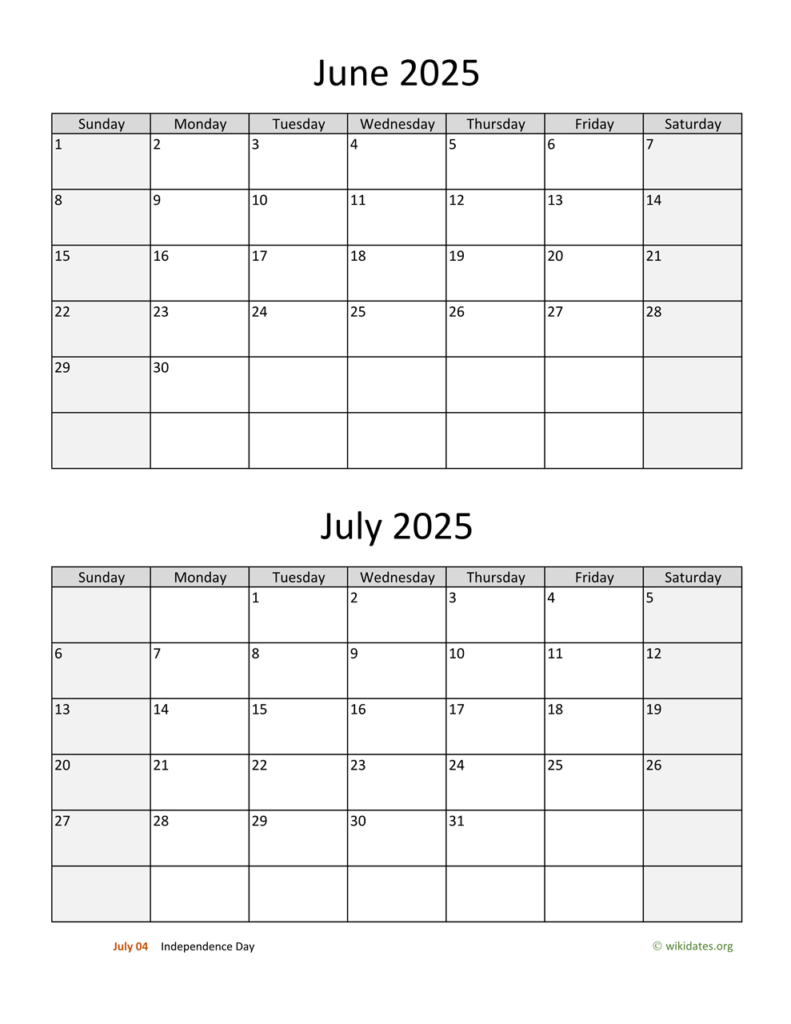 Editable Calendar July 2025 To June 2025 Printable Nadya Valaria