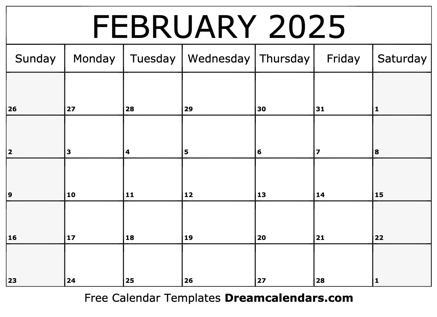 February 2025 Calendar Free Printable With Holidays And Observances