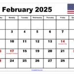 February 2025 Calendar Printable PDF Template With Holidays