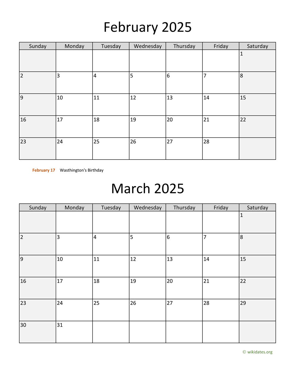 February And March 2025 Calendar WikiDates