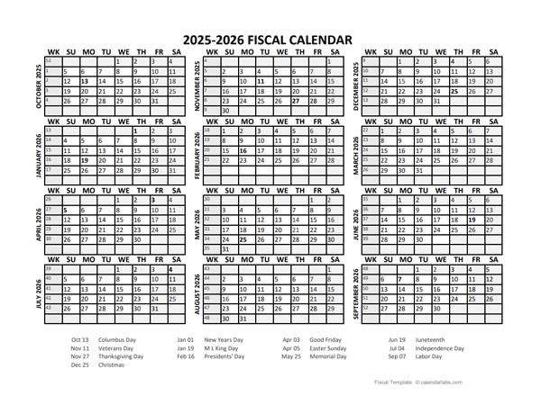 Fiscal Calendar 2025 2026 Templates Free Printable Templates