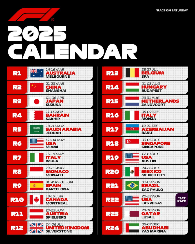 Formula 1 2025 Revised Schedule A Comprehensive Overview 2025 Whole 