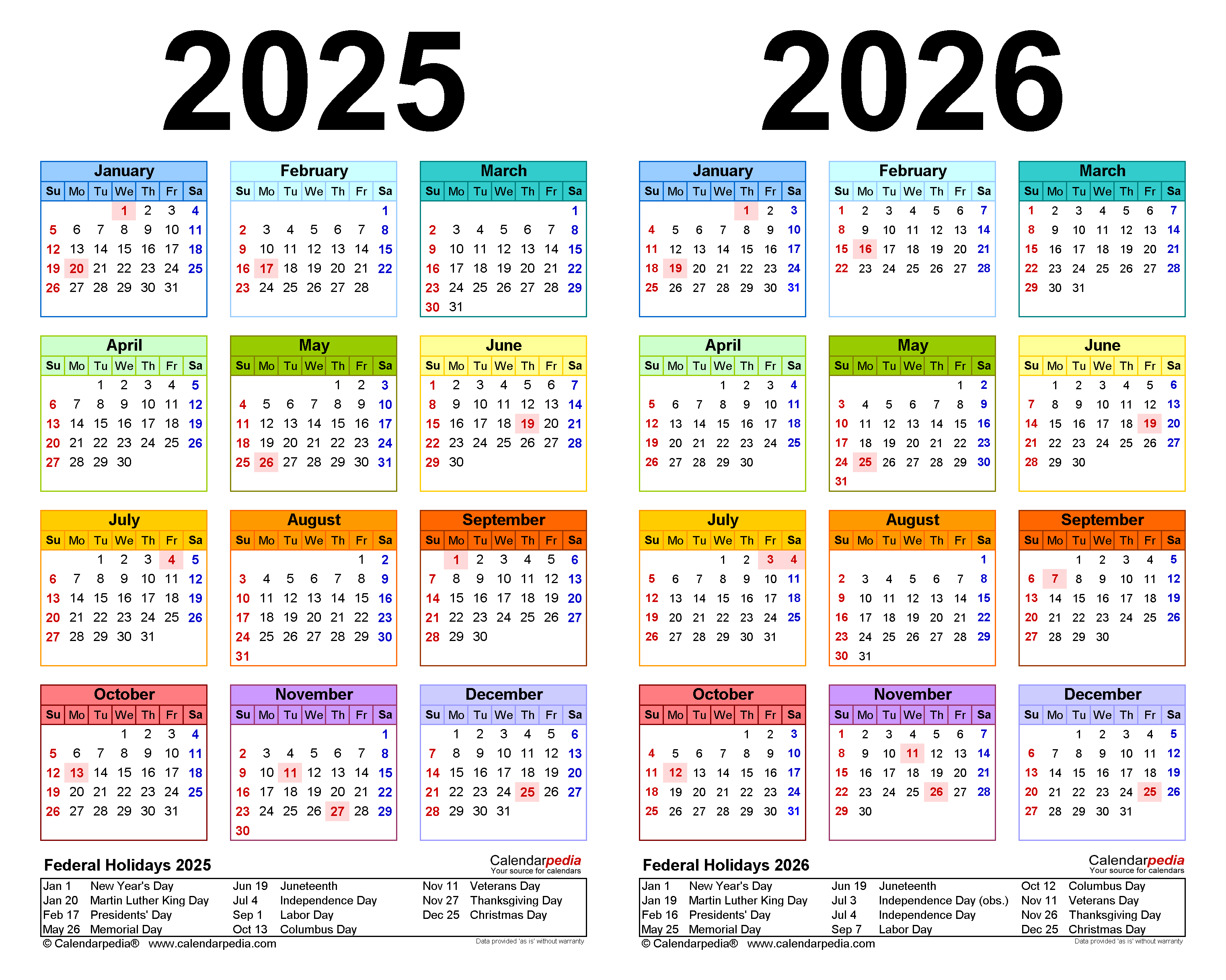 Free Printable 2 Year Calendar 2025 And 2026 Calendar 2025 June July