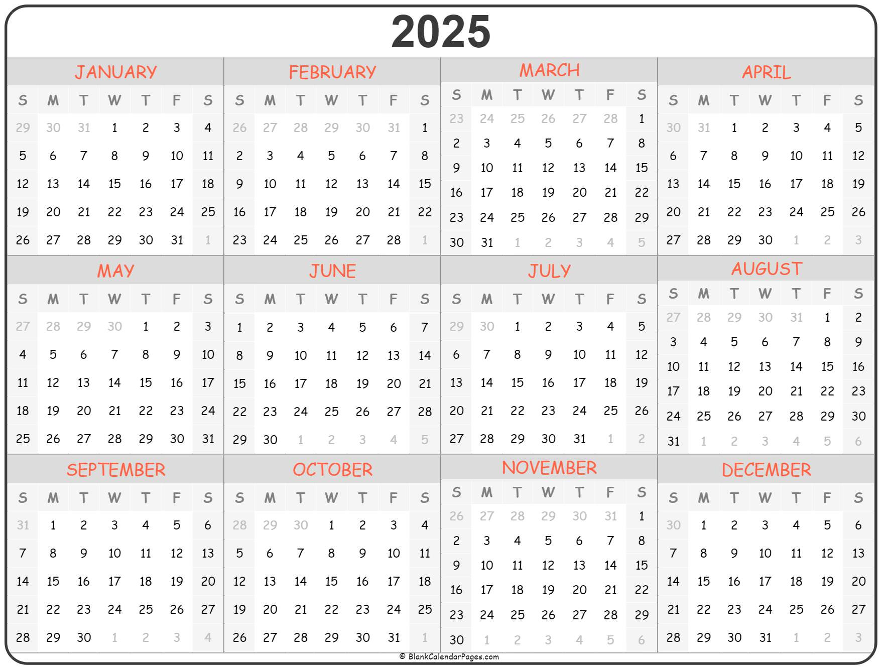 Free Printable Calendar 2025 All Calendar Templates Are Blank And