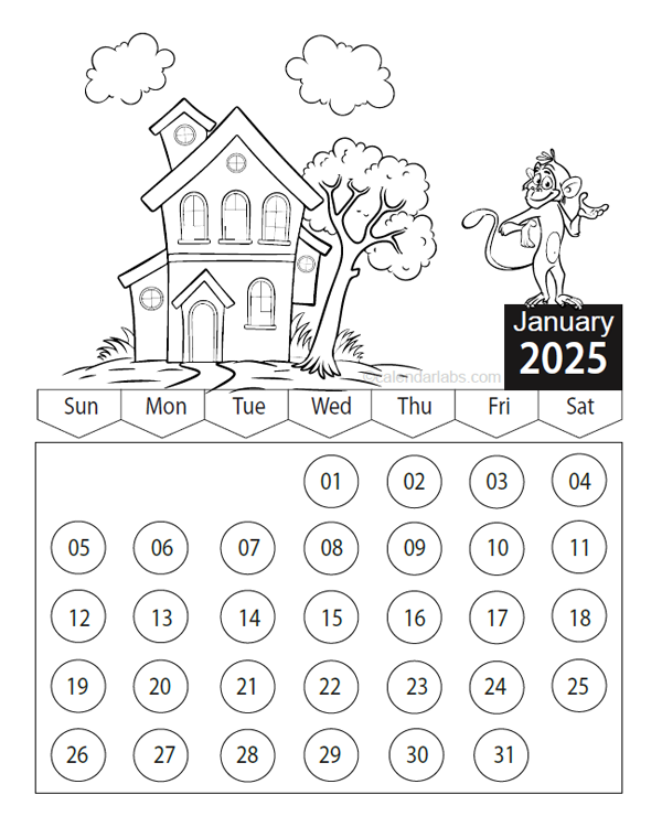 Free Printable Coloring Calendar 2025 Eugine Michelle