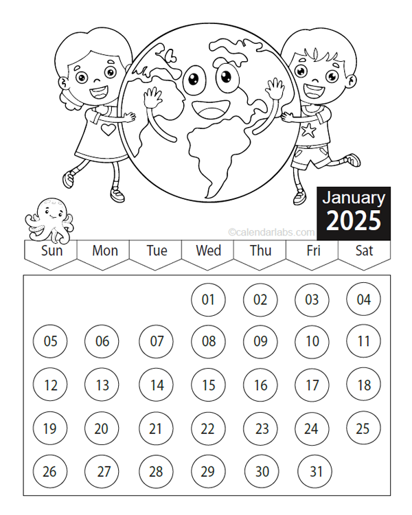 Free Printable Coloring Calendar 2025 Eugine Michelle