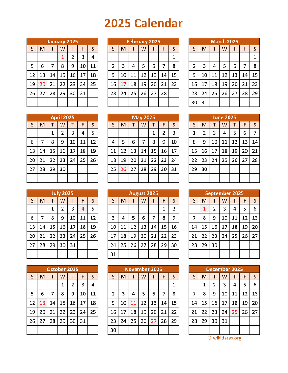 Free Printable Year 2025 Calendar Penelope Peters