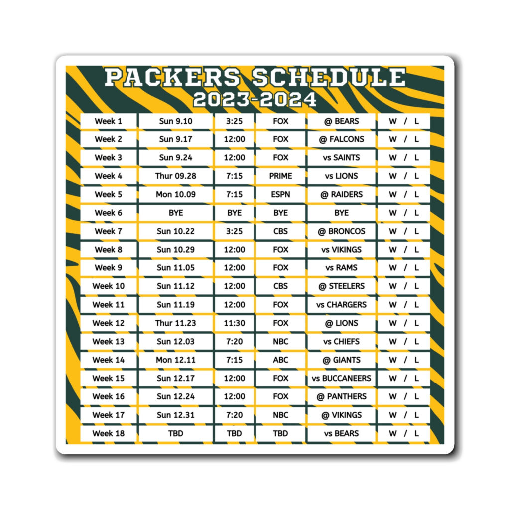 Green Bay Packers 2025 Printable Schedule Lucia Rivalee