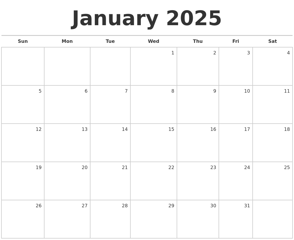 January 2025 Blank Calendar A Comprehensive Guide Editable Calendar 