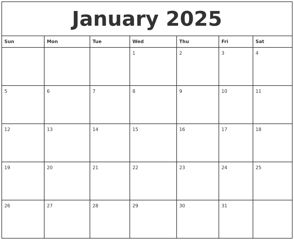 January 2025 Calendar Fillable Plan Your Month With Ease Calendar 