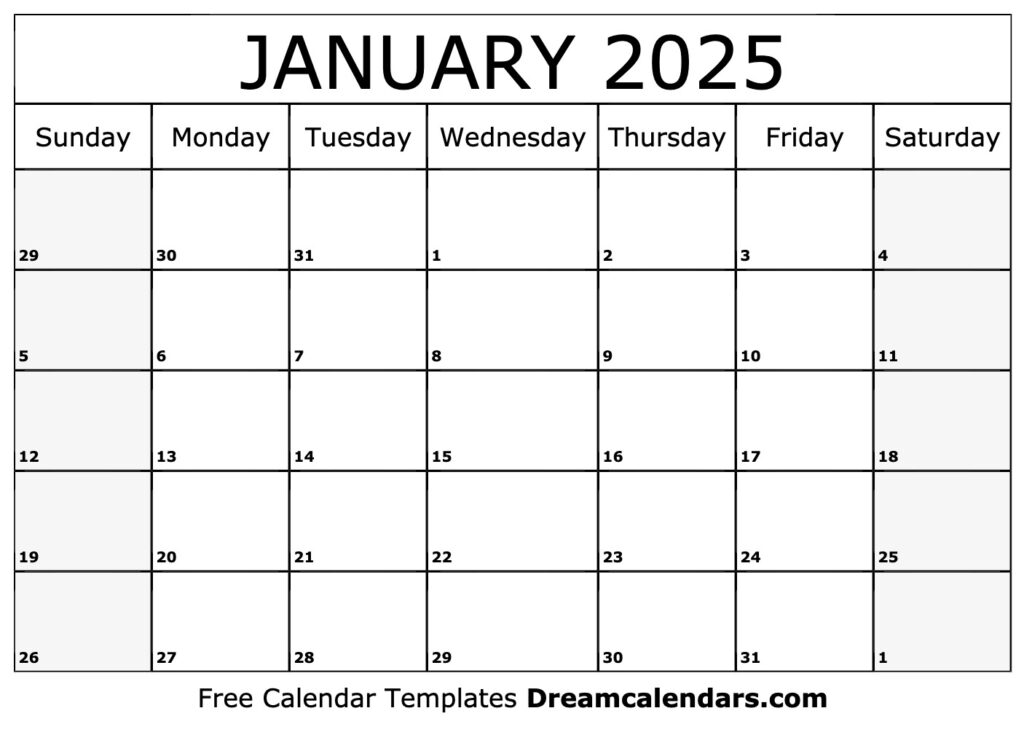 January 2025 Calendar Printable