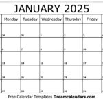 January 2025 Calendar Printable