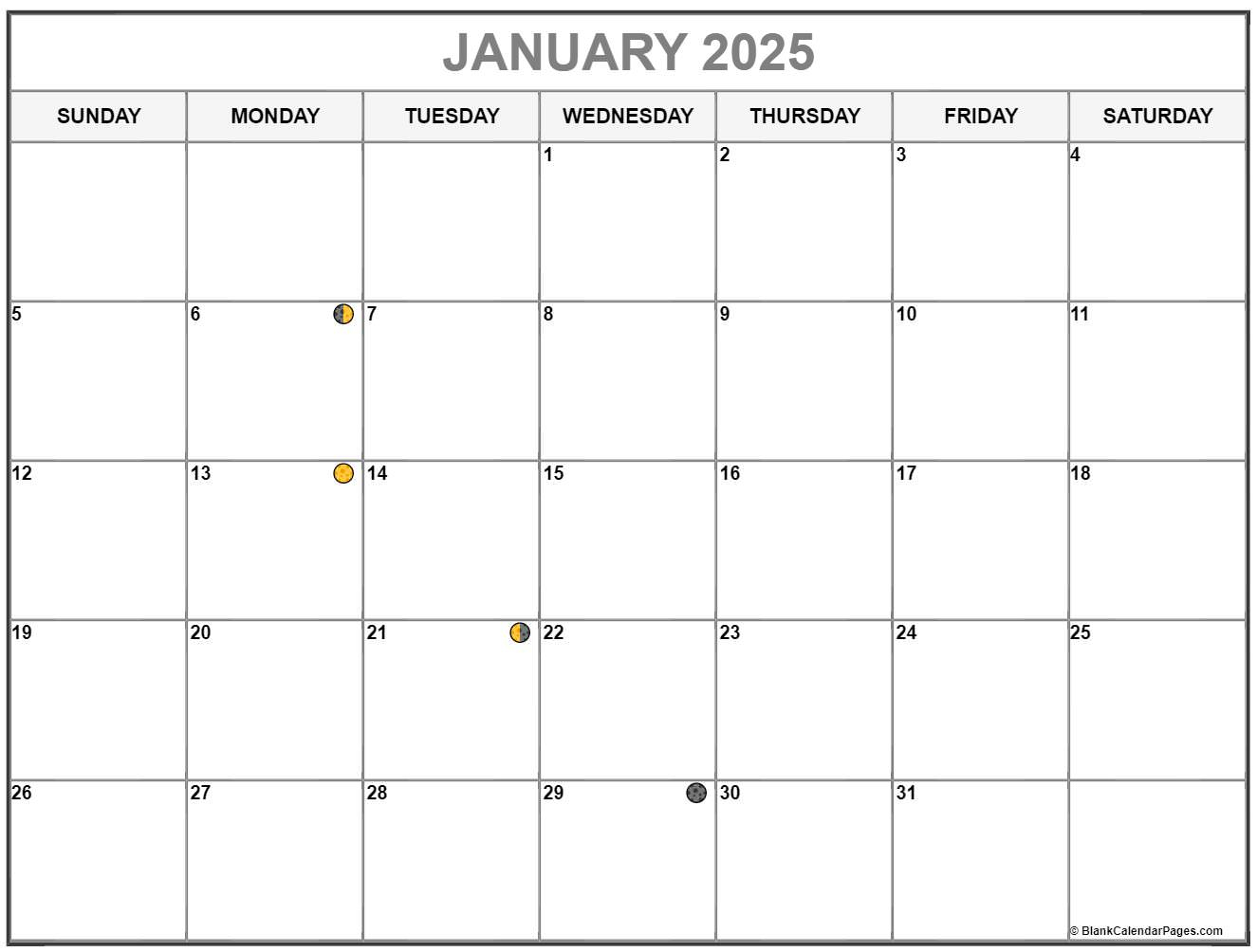 January 2025 Lunar Calendar Moon Phase Calendar