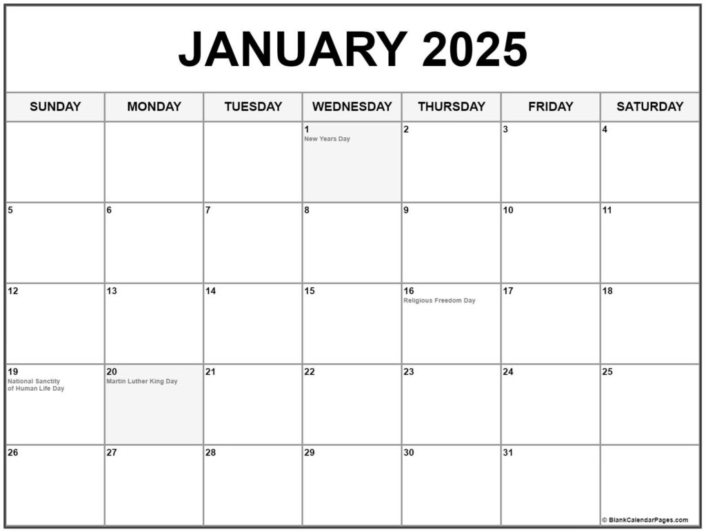 January 2025 Printable Calendar With Holidays 2025 Blank Anita Corrinne