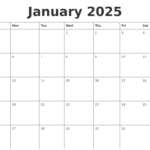 January 2025 Printable Daily Calendar