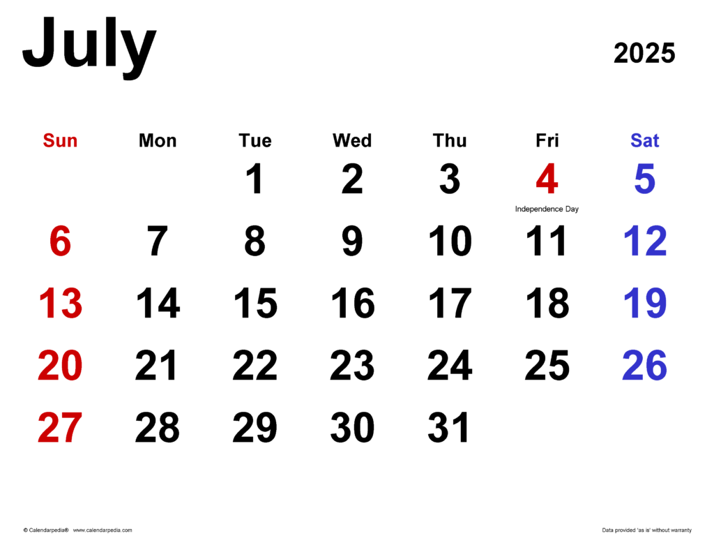 July 2025 Calendar A Comprehensive Guide Editable Calendar Planner 2025