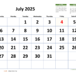 July 2025 Calendar With Extra large Dates WikiDates