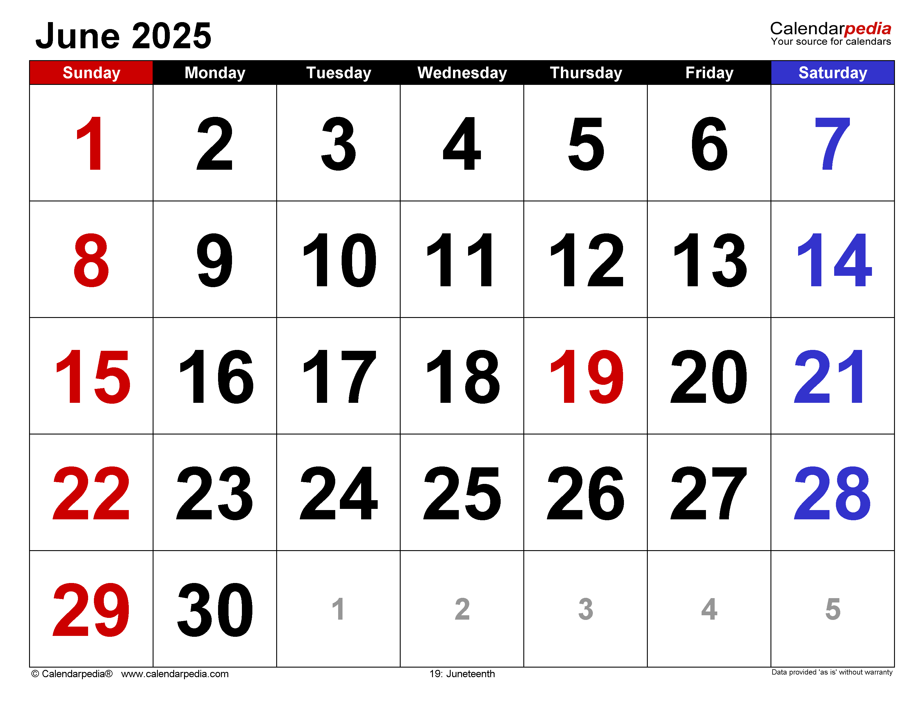 June 2025 Calendar Templates For Word Excel And PDF