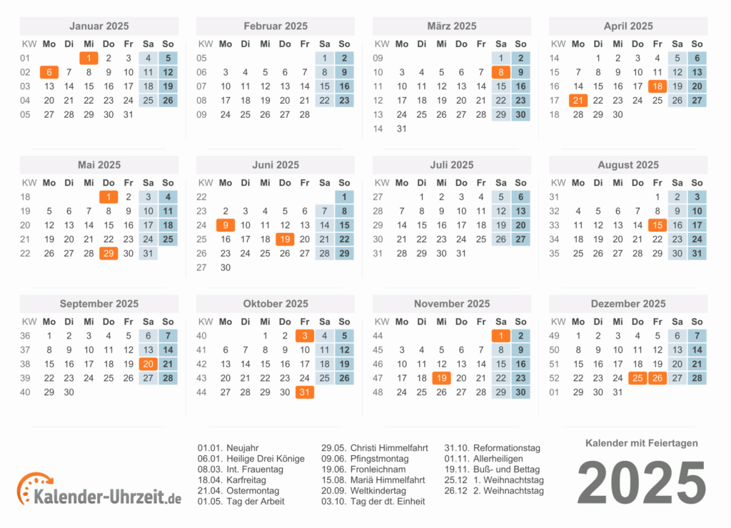 KALENDER 2025 ZUM AUSDRUCKEN KOSTENLOS