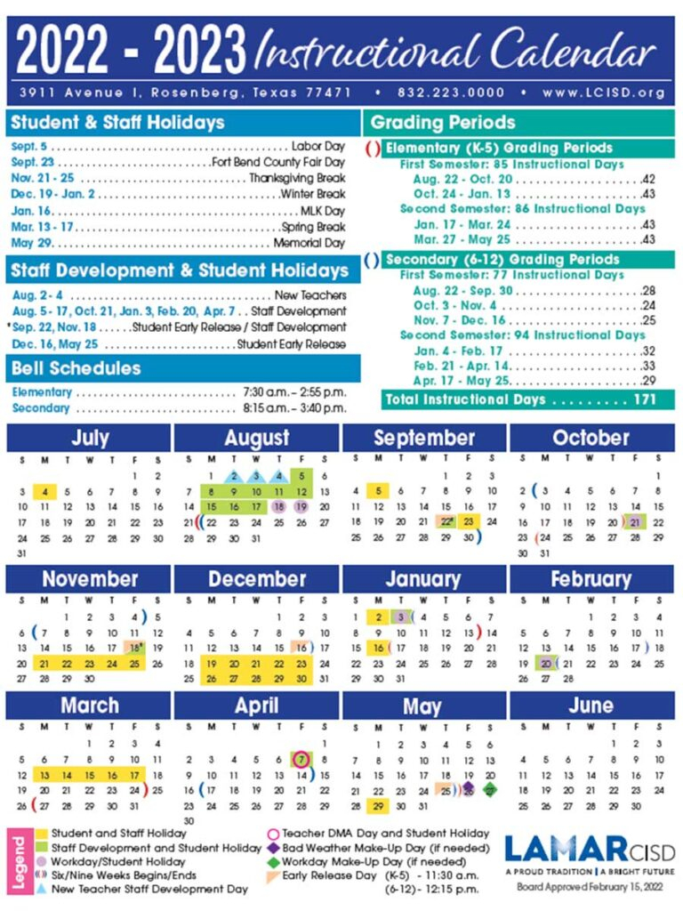 LCISD Calendar 2025 2026 A Comprehensive Overview Calendar January