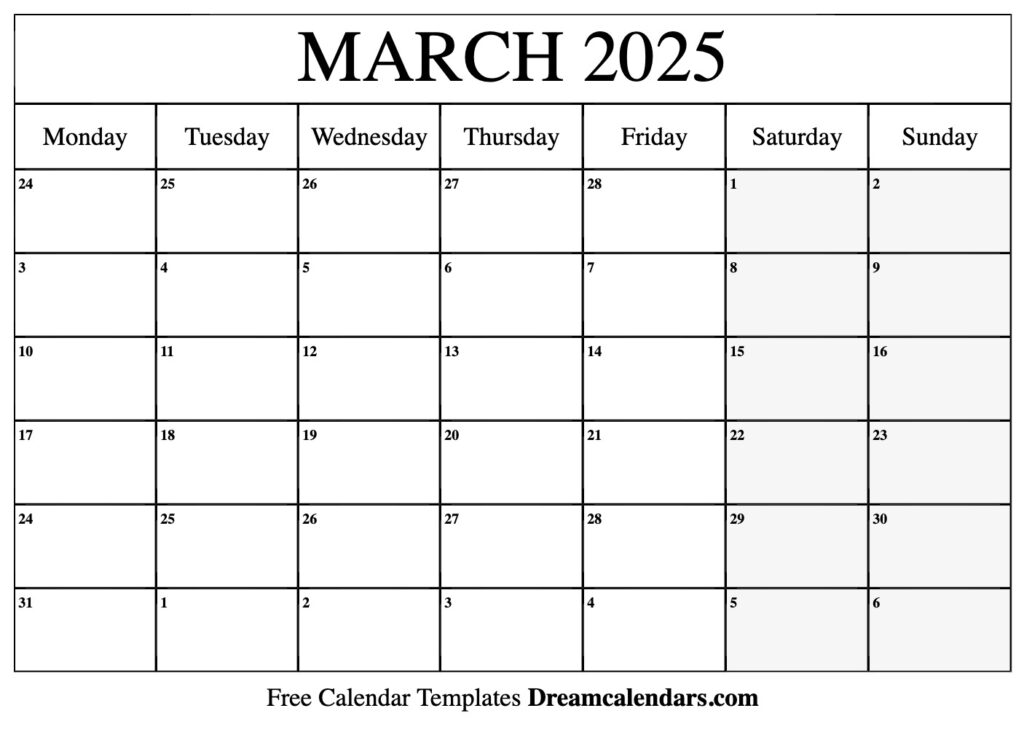 March 2025 Calendar Free Printable With Holidays And Observances