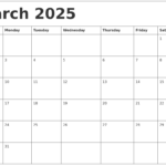 March 2025 Calendar Page A Detailed Overview Editable Calendar