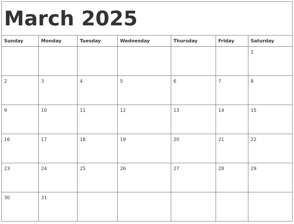 March 2025 Calendar Page A Detailed Overview Editable Calendar 