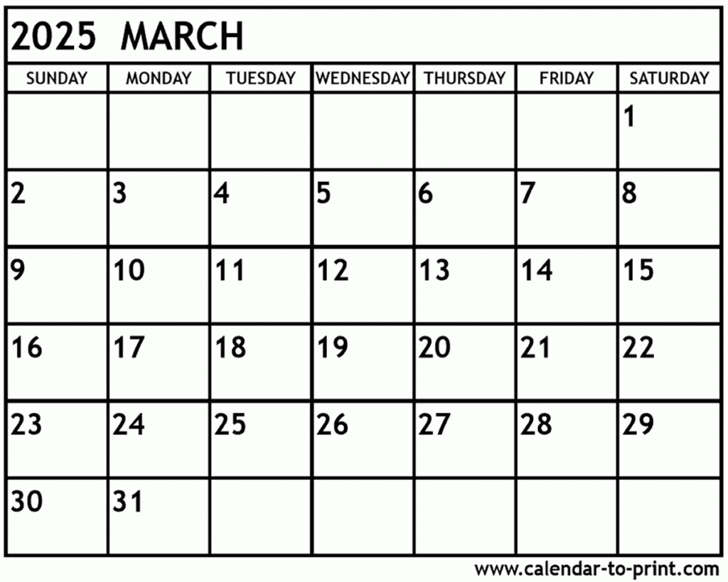 March 2025 Calendar Printable