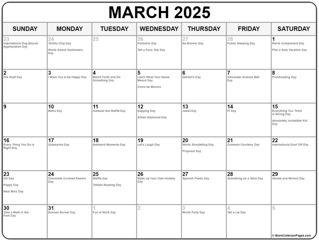 March Calendar 2025 Events And Holidays Cyndy Sissie