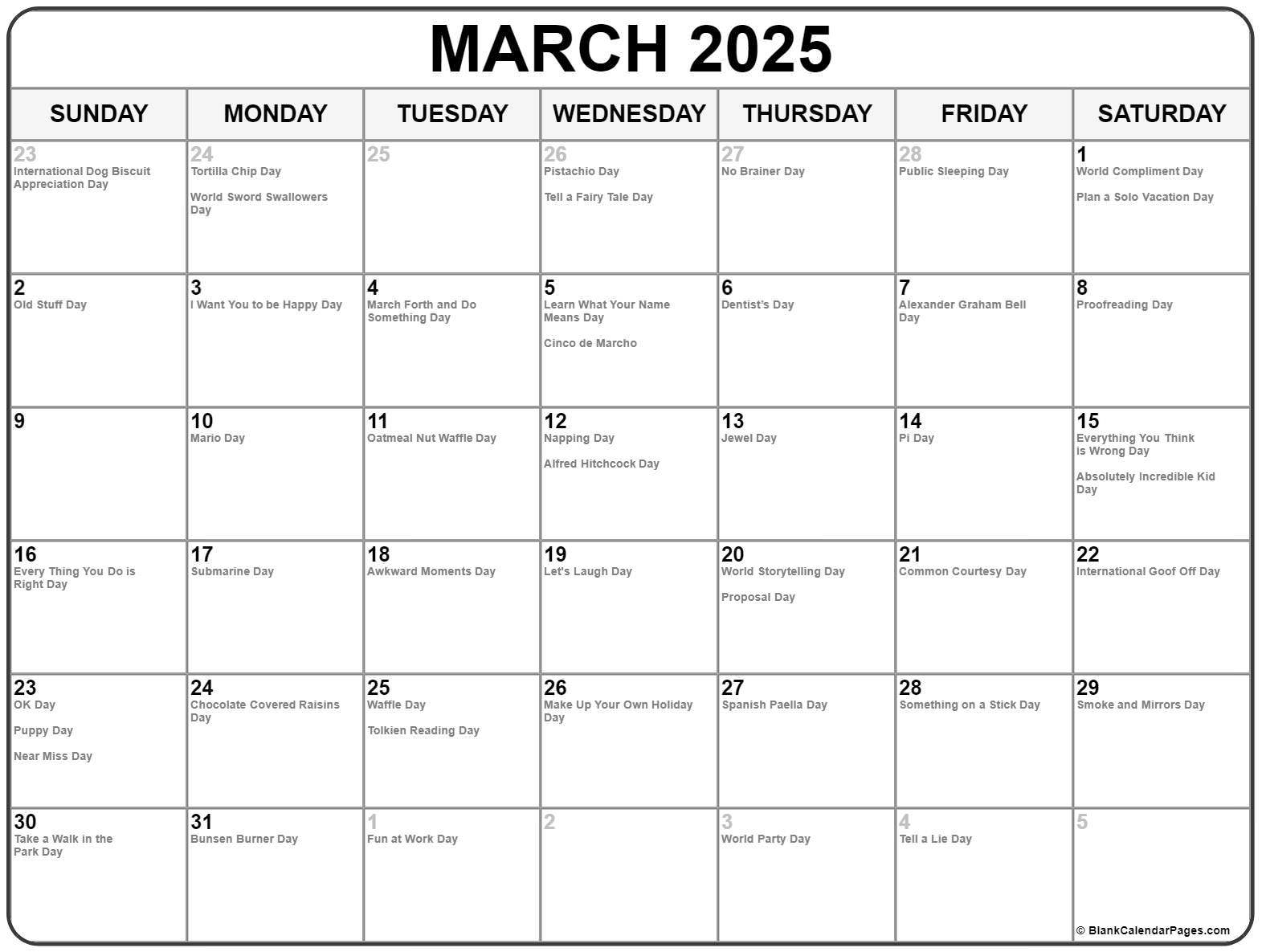 March Calendar 2025 Events And Holidays Cyndy Sissie