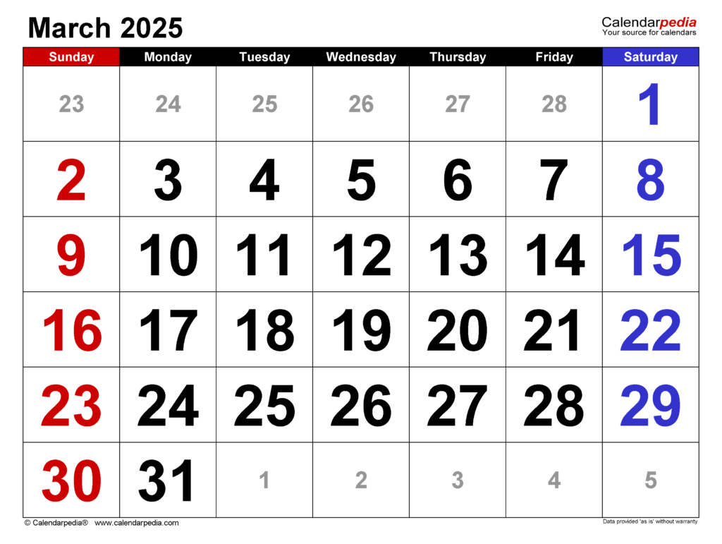 March Calendar For 2025 With Holidays Christopher Lambert