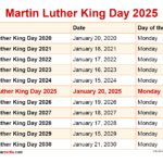 Martin Luther King Jr Day 2025 Calendar Eugine Michelle