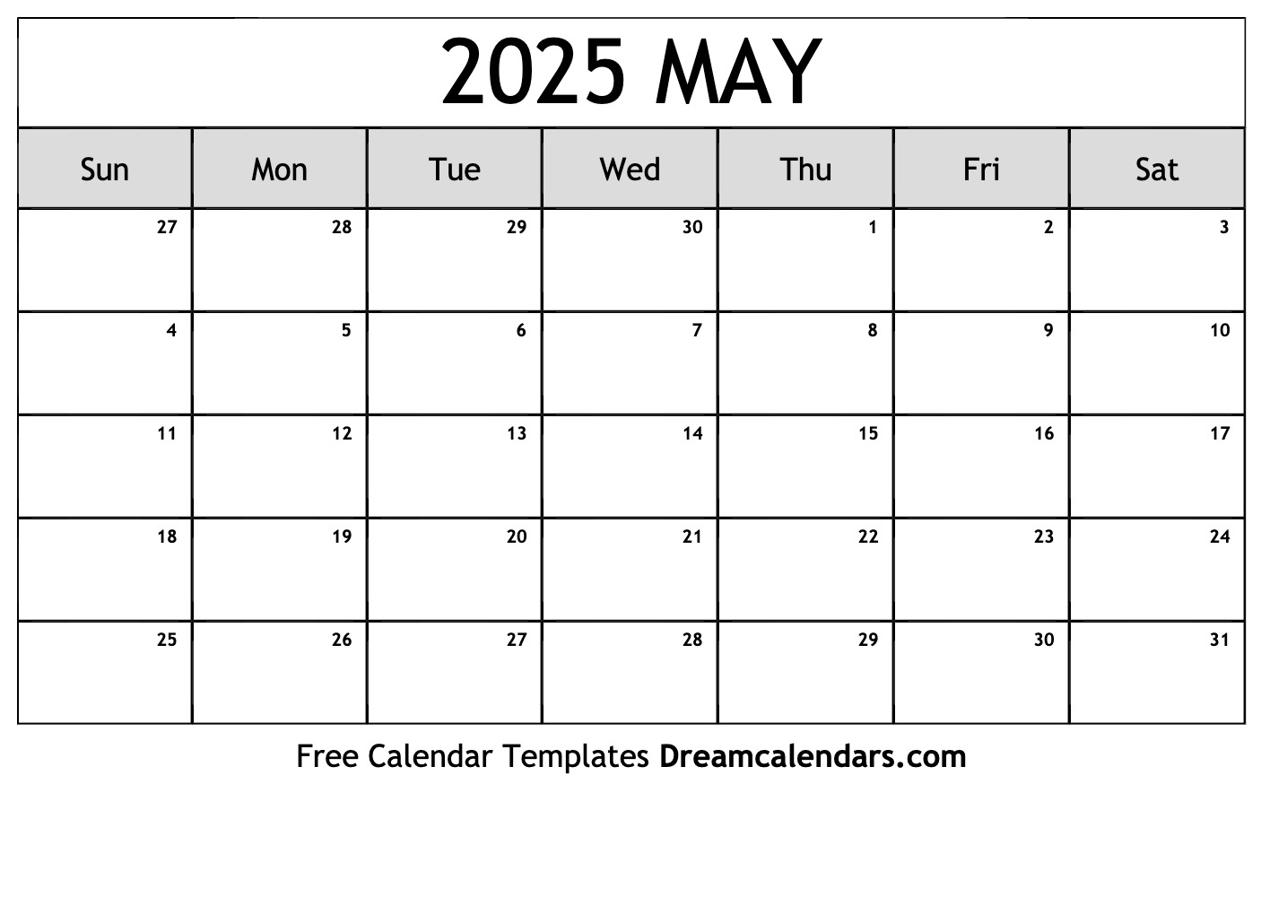 May 2025 Calendar Free Printable With Holidays And Observances