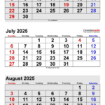 May June July And August 2025 Calendar Mame Clementine