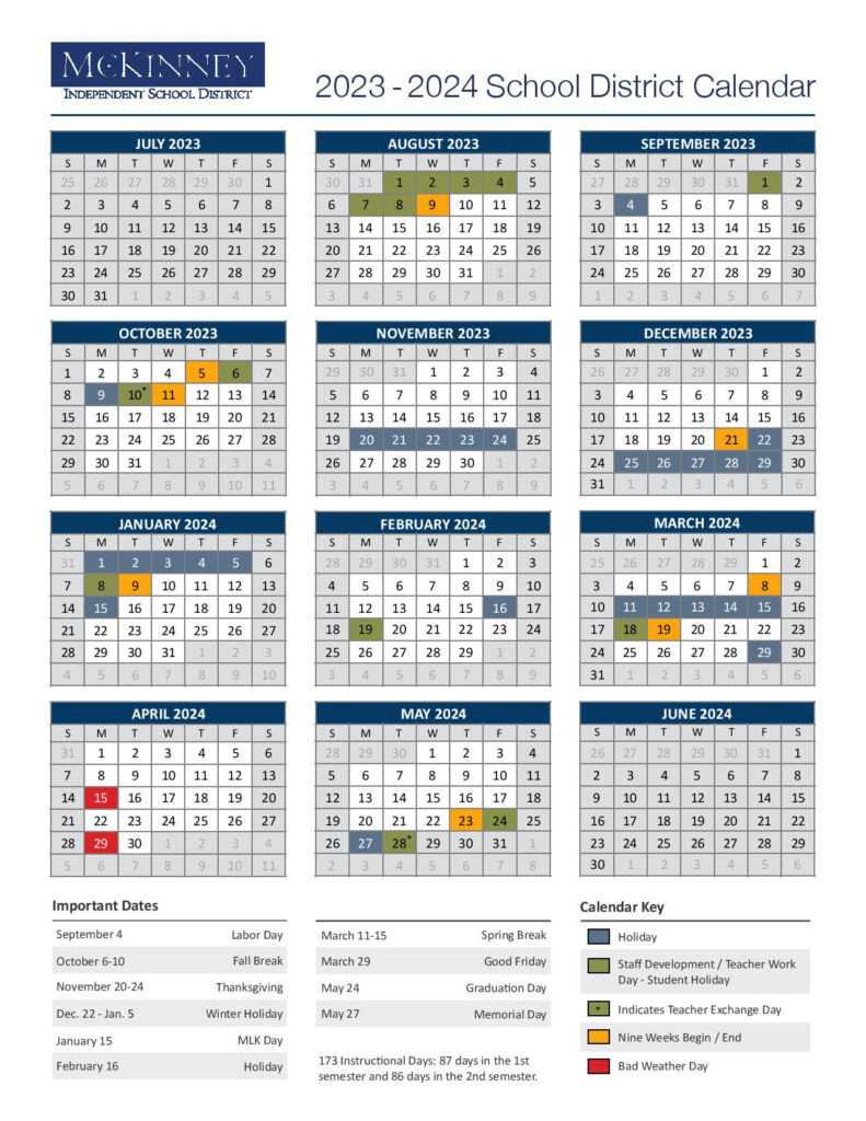 McKinney Independent School District Calendar 2024 2025