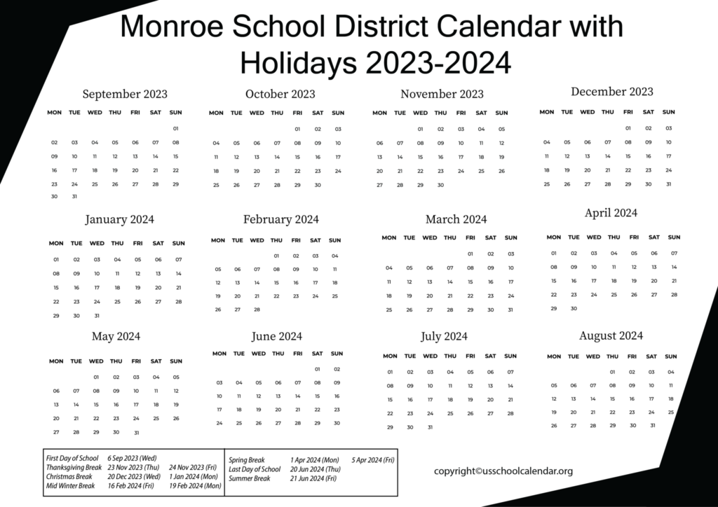 Monroe City School Calendar 2025 2026 June Sallee