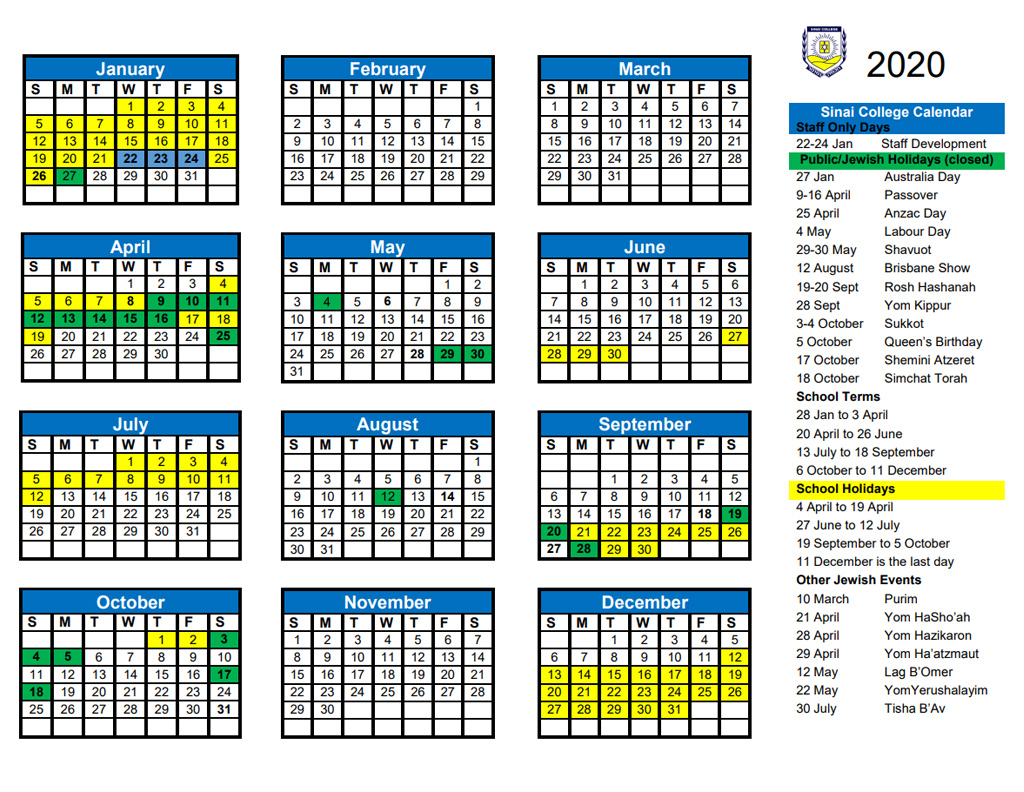 Mount Sinai Academic Calendar Printable Calendars AT A GLANCE