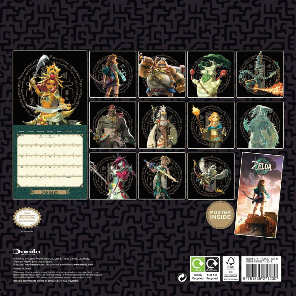 Nintendo The Legend Of Zelda Tears Of The Kingdom Calendar 2025