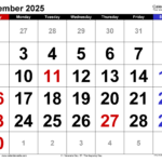 November 2025 Calendar Templates For Word Excel And PDF